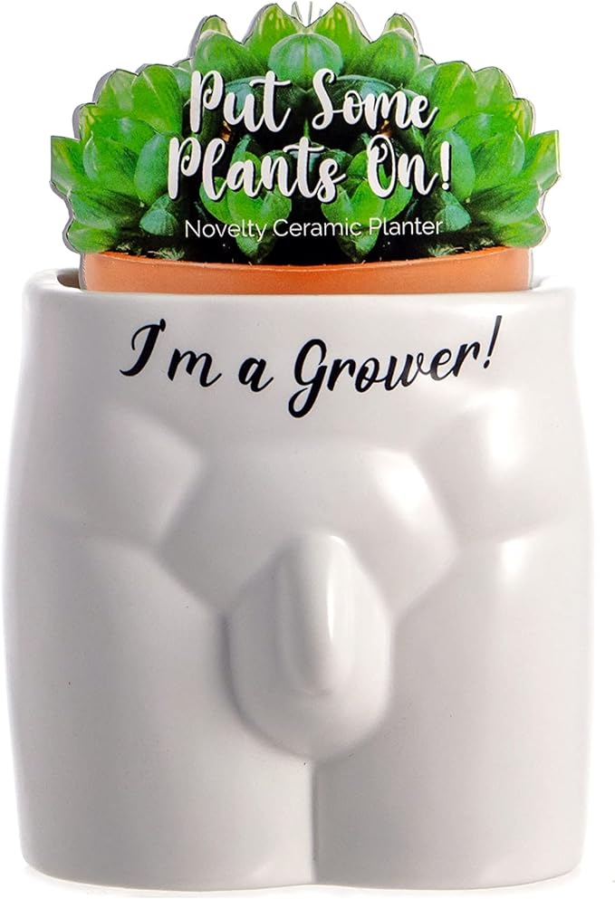 Boxer-Gifts-Grower-Novelty-Body-Shaped-Plant-Pot-Funny-Rude-Home-Decor-Gift-Ceramic-WhiteBlack-One-Size