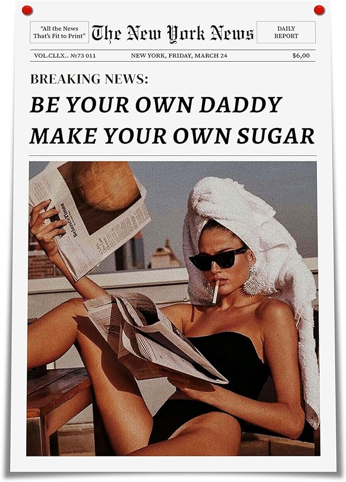 Canvas-Wall-Art-For-Bedroom-The-New-York-Newspaper-Posters-Funny-Hot-Girls-Beach-Canvas-Wall-Art-Funky-Disco-Ball-Humor-Preppy-Room-Decor-Living-Room-Bar-Cart-Dorm