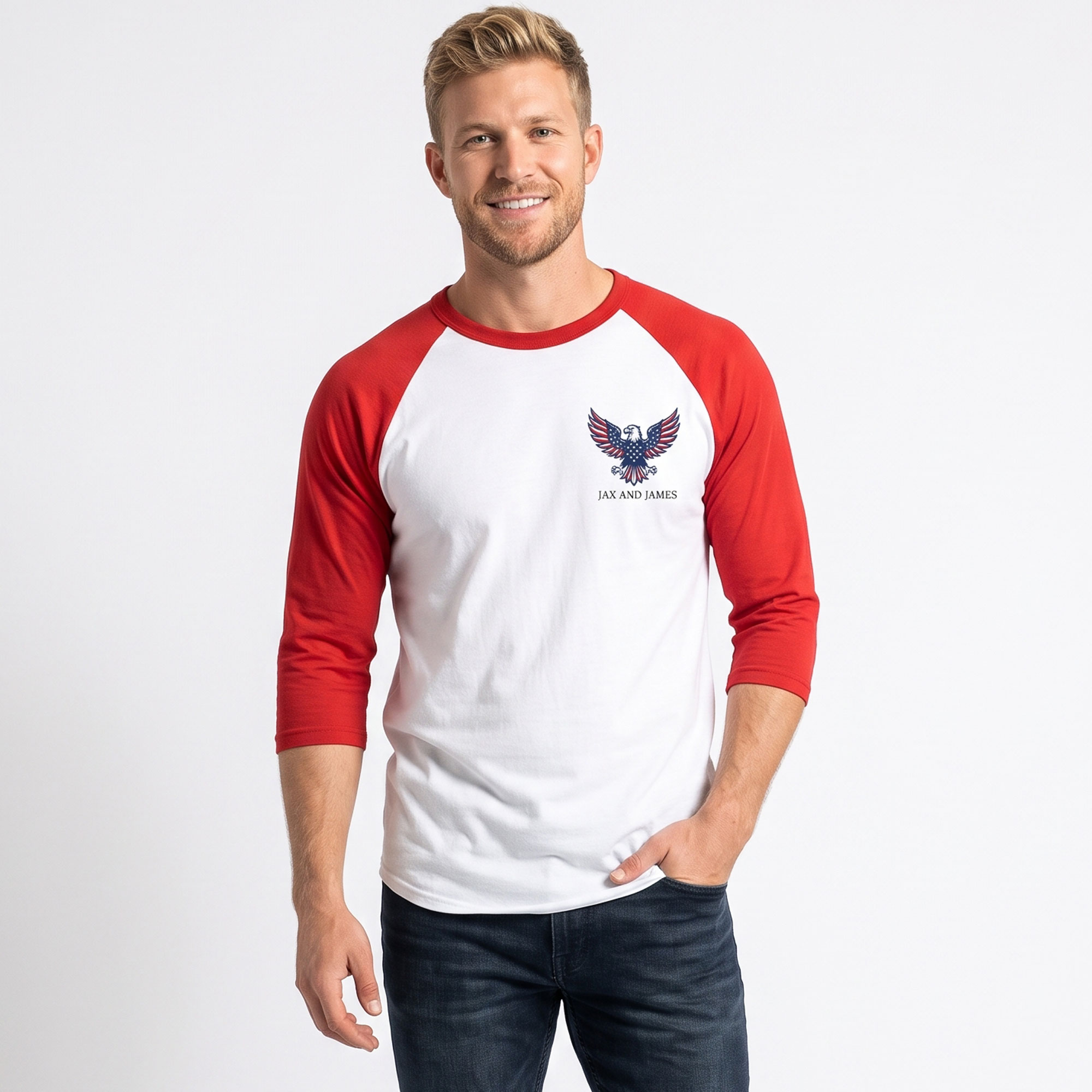 USA EAGLE 3/4 sleeve Raglan Shirt
