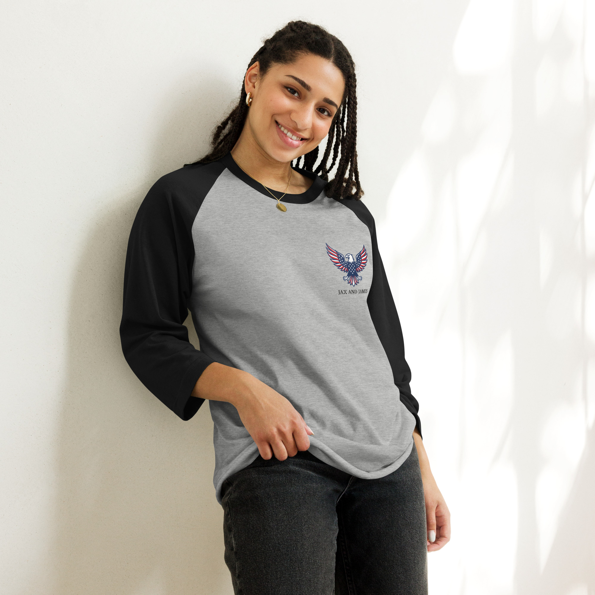 USA EAGLE 3/4 sleeve Raglan Shirt - Image 5