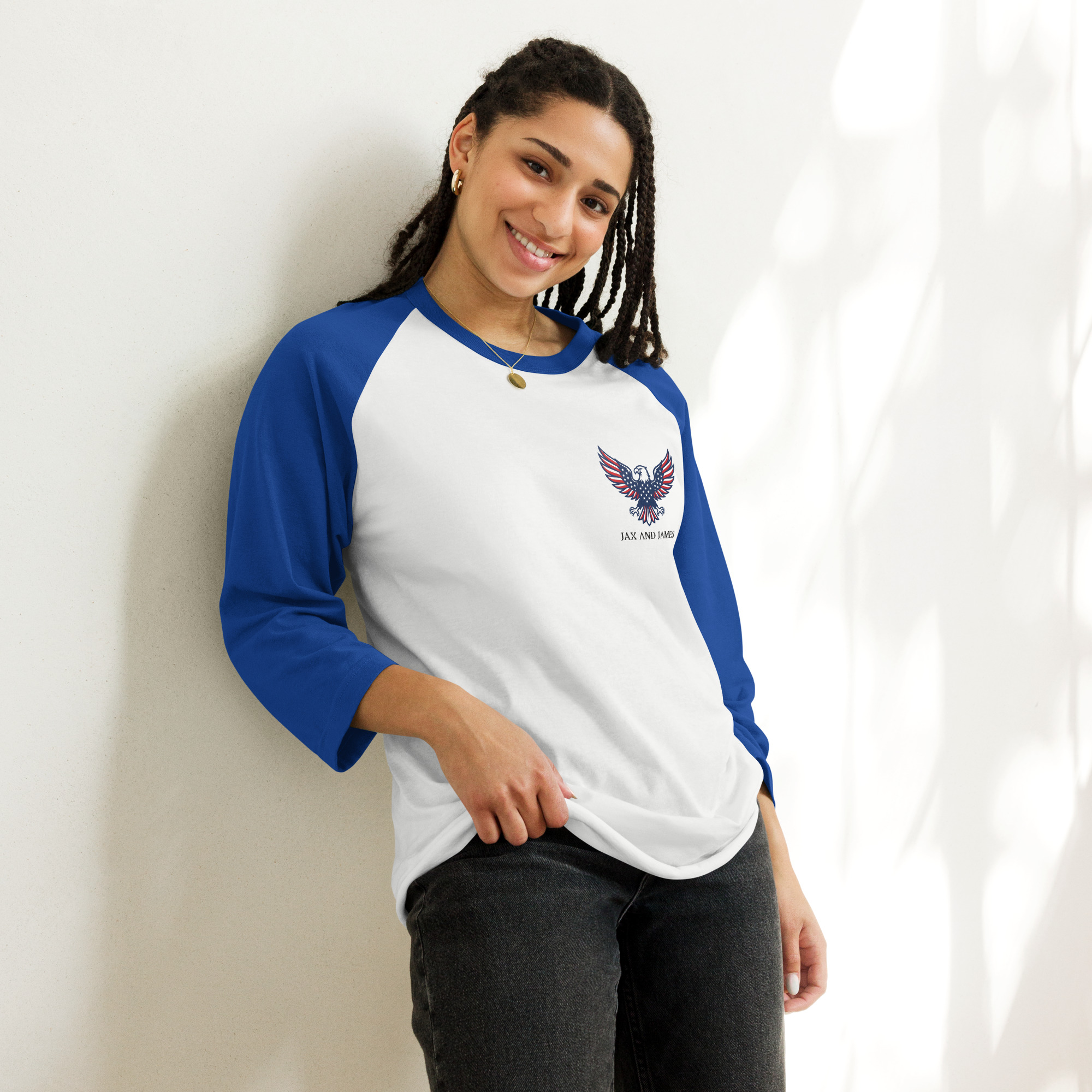 USA EAGLE 3/4 sleeve Raglan Shirt - Image 3